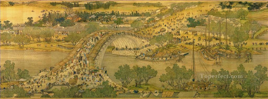 Zhang zeduan Qingming Riverside Seene part 5 traditional Chinese Oil Paintings